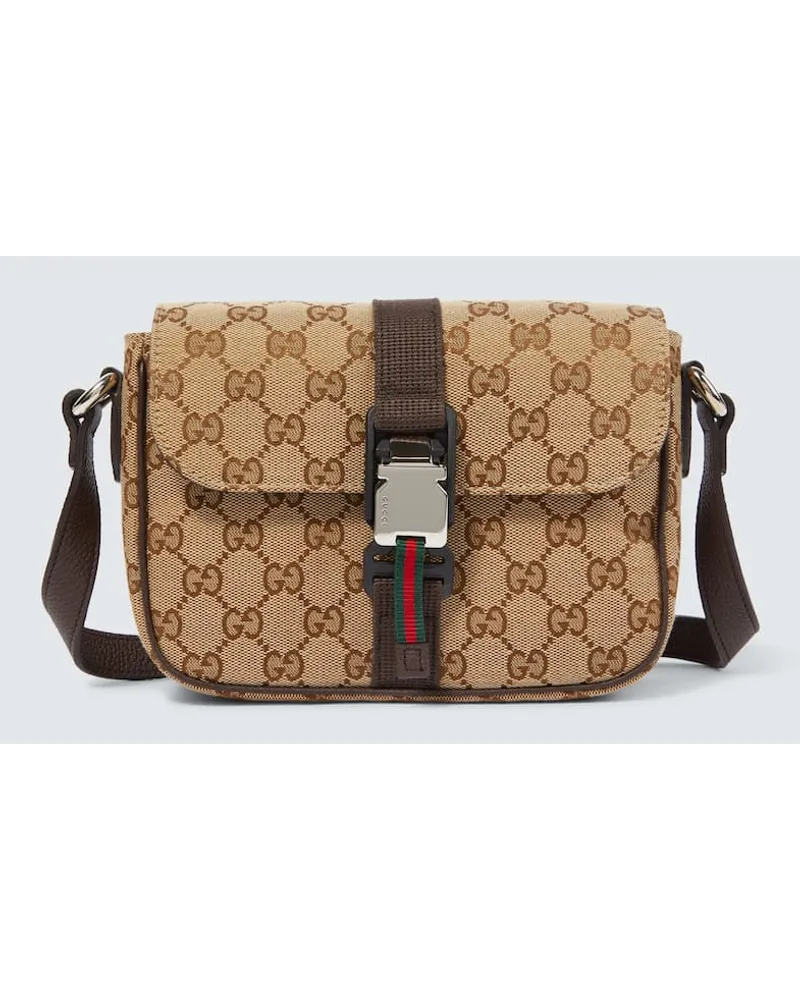 Gucci Messenger Bag GG Mini aus Canvas mit Leder Beige