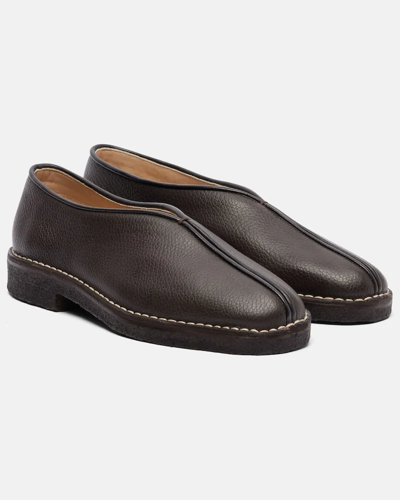 Christophe Lemaire Slip-Ons Piped aus Leder Braun
