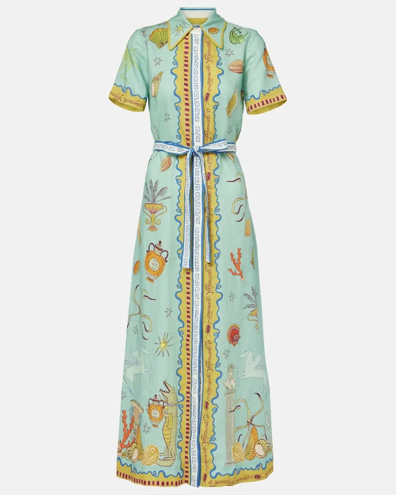 ALEMAIS Alémais Hemdblusenkleid Surrealist Summer aus Leinen Multicolor