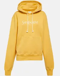 Saint Laurent Hoodie aus Baumwoll-Jersey Gelb