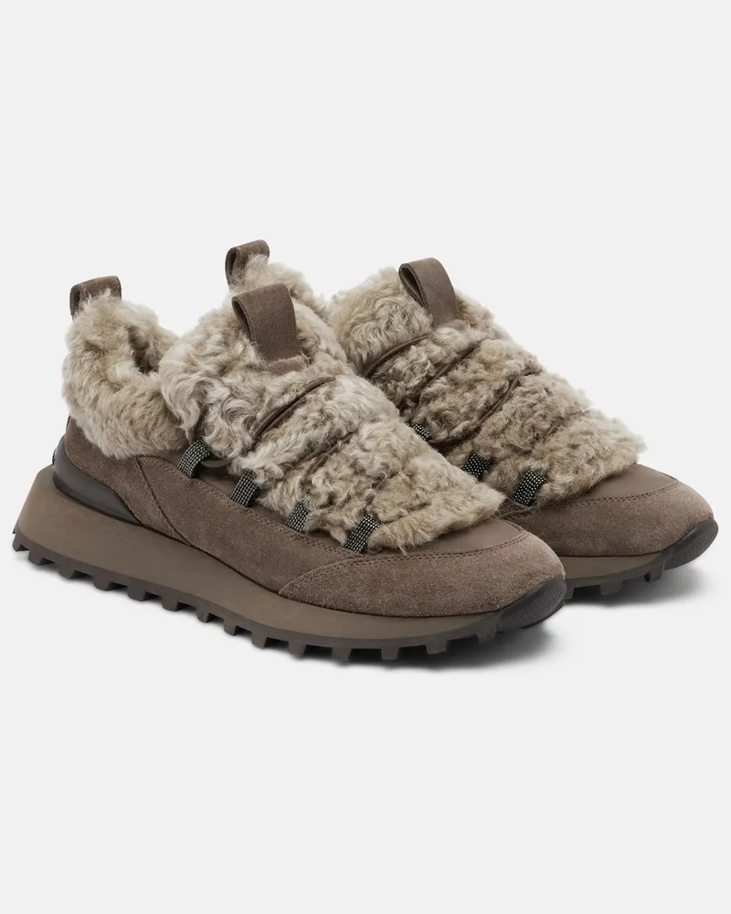 Brunello Cucinelli Sneakers Monili aus Veloursleder Braun