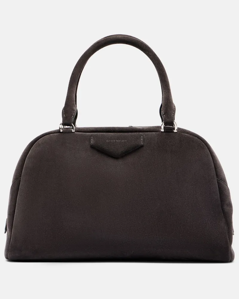 Givenchy Tote Bag Antigona East-West Medium aus Veloursleder Grau