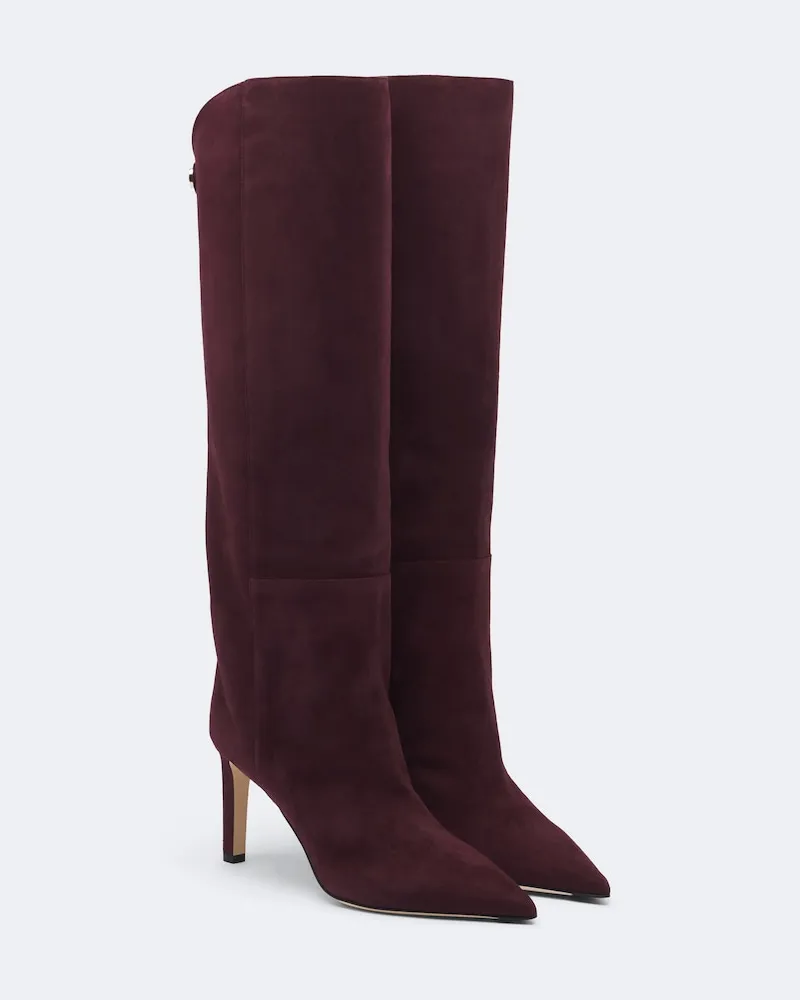 Jimmy Choo Kniehohe Stiefel Alizze aus Veloursleder Violett