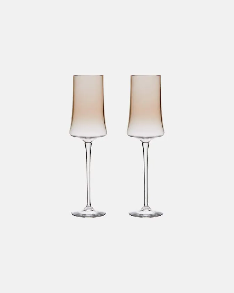 Brunello Cucinelli Set aus zwei Champagnerflöten Beige