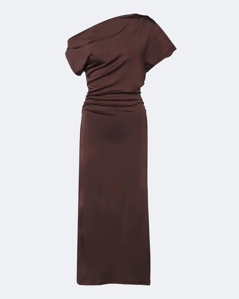 TOVE Midikleid Sora aus Satin Braun