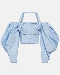 Jacquemus Top Le Haut Taffetas aus Popeline Blau