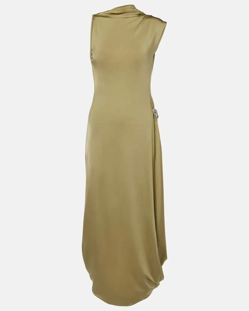 Victoria Beckham Midikleid aus Satin mit Kristallen Grün