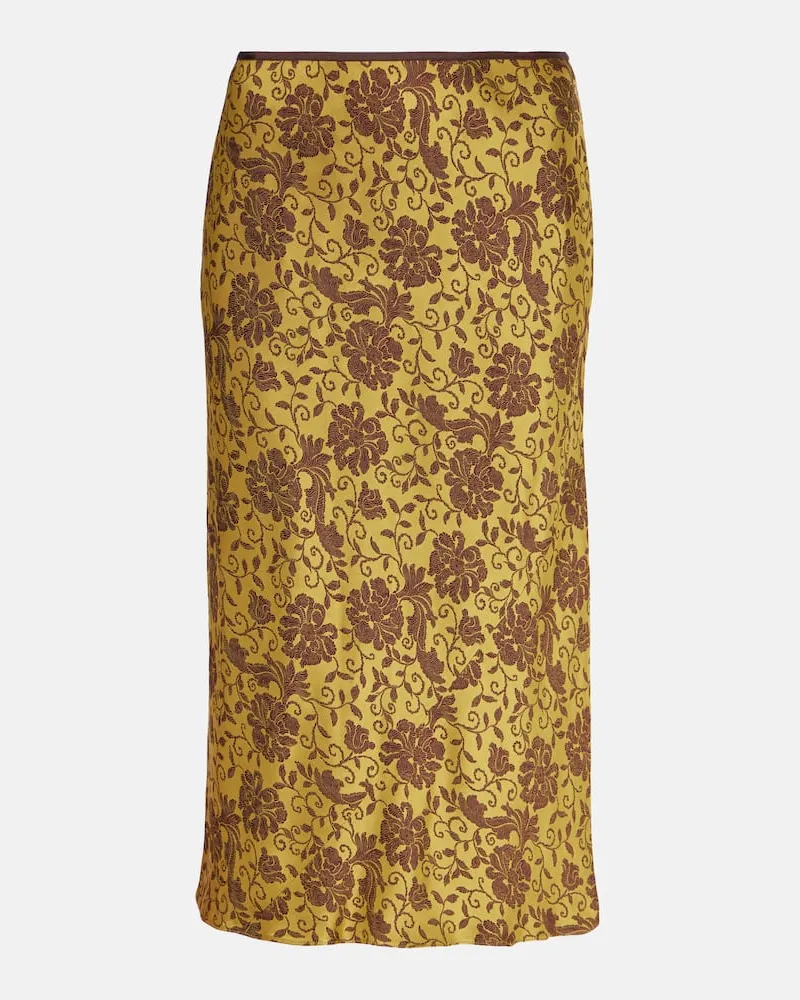 Dries van Noten Midirock aus Jacquard Gelb