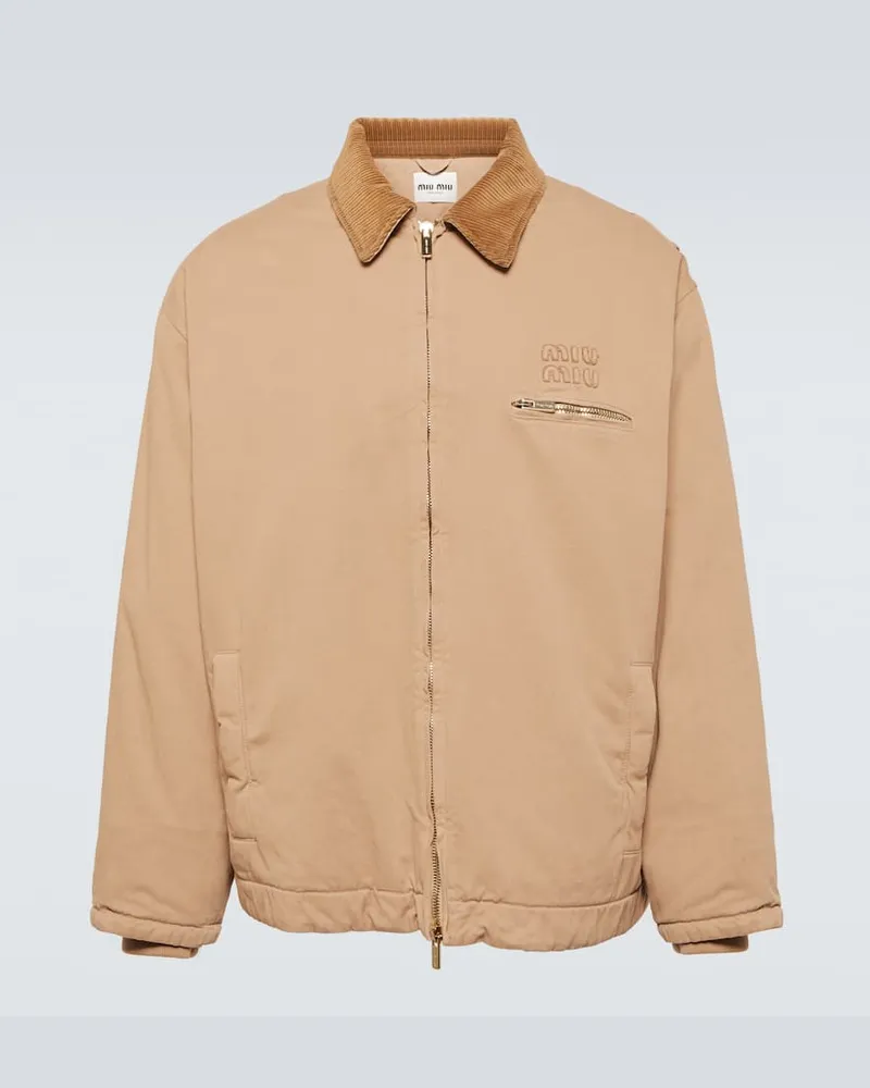 Miu Miu Blouson aus Baumwoll-Gabardine Beige