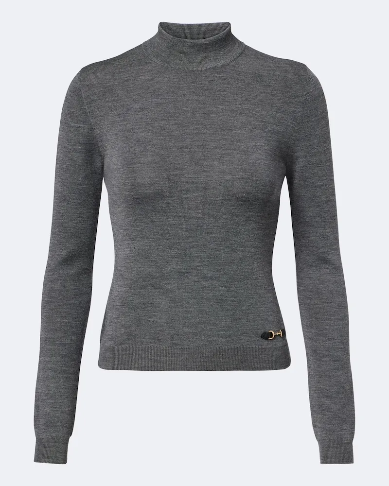 Gucci Pullover Horsebit aus Wolle Grau