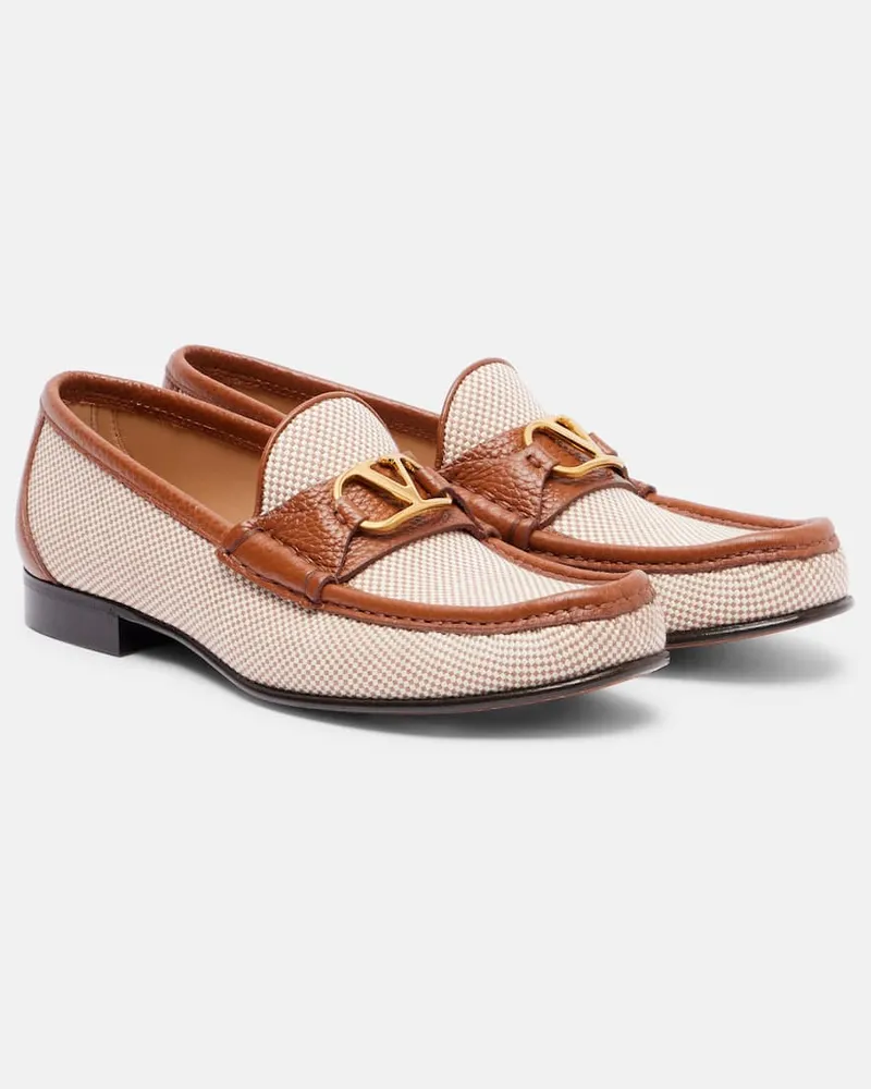 Valentino Garavani Loafers VLogo aus Canvas mit Leder Beige