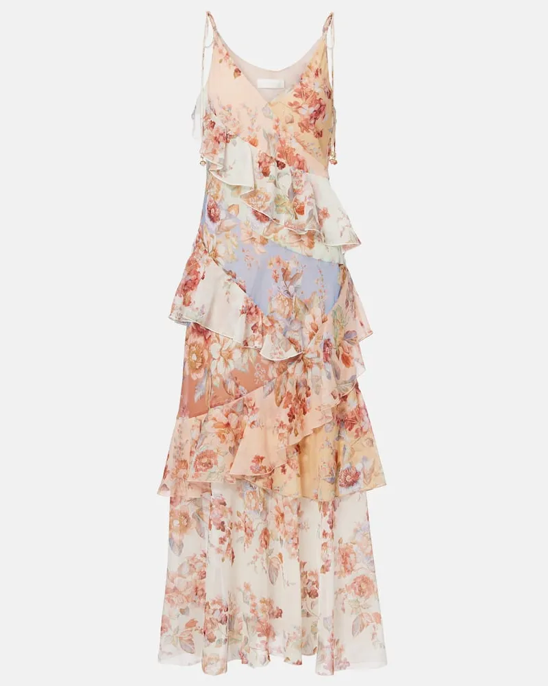 Zimmermann Maxikleid Awaken aus Baumwolle und Seide Multicolor