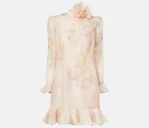 Bedrucktes Minikleid Crush aus Leinen und Seide