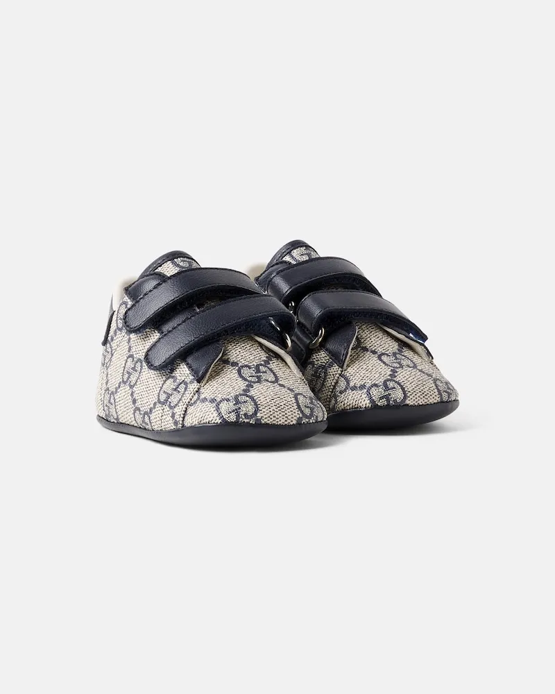 Gucci Baby Schuhe Gucci Ace GG aus Canvas mit Leder Beige