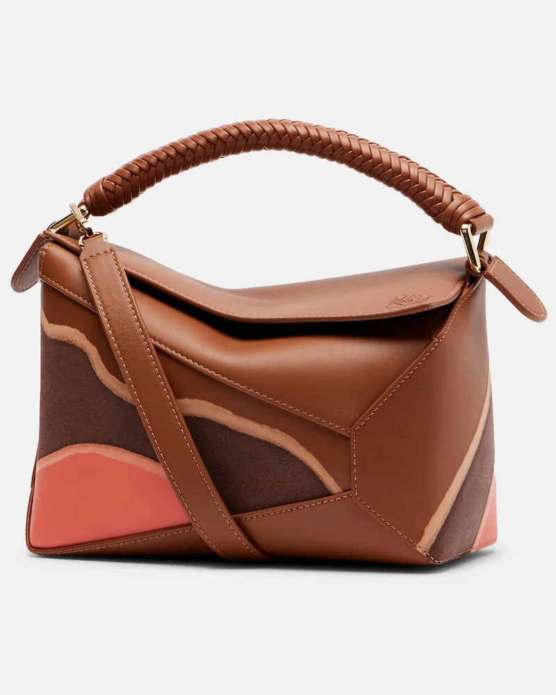 Loewe Tote Puzzle Edge Landscape Small Braun