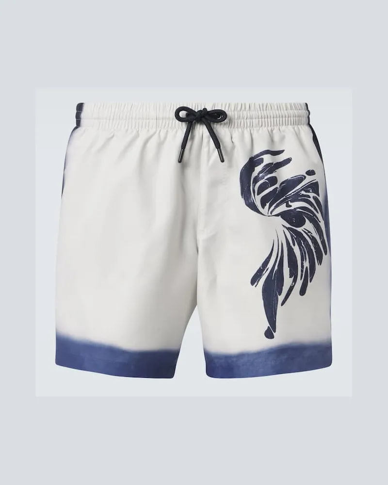 Dries van Noten Bedruckte Badeshorts Weiß