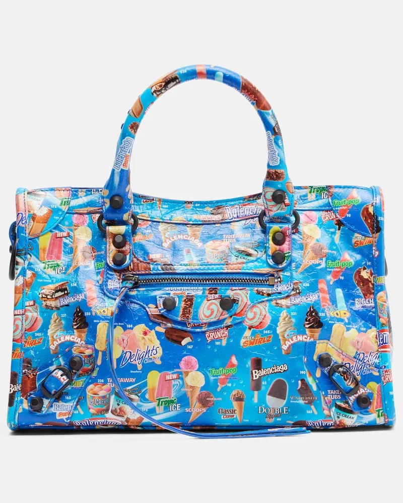 Balenciaga Tote Bag Le City Small aus Leder Blau