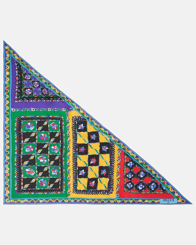 Emilio Pucci Tuch Festa aus Seiden-Twill Multicolor