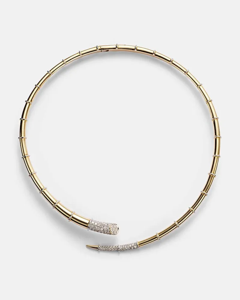 Rainbow K Halskette Horn aus 14kt Gelbgold mit Diamanten Gold