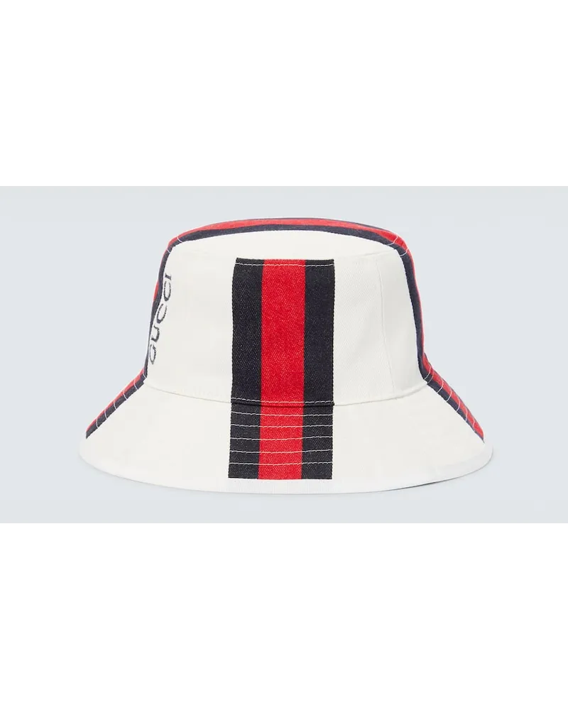 Gucci Hut Web Stripe aus Canvas Multicolor