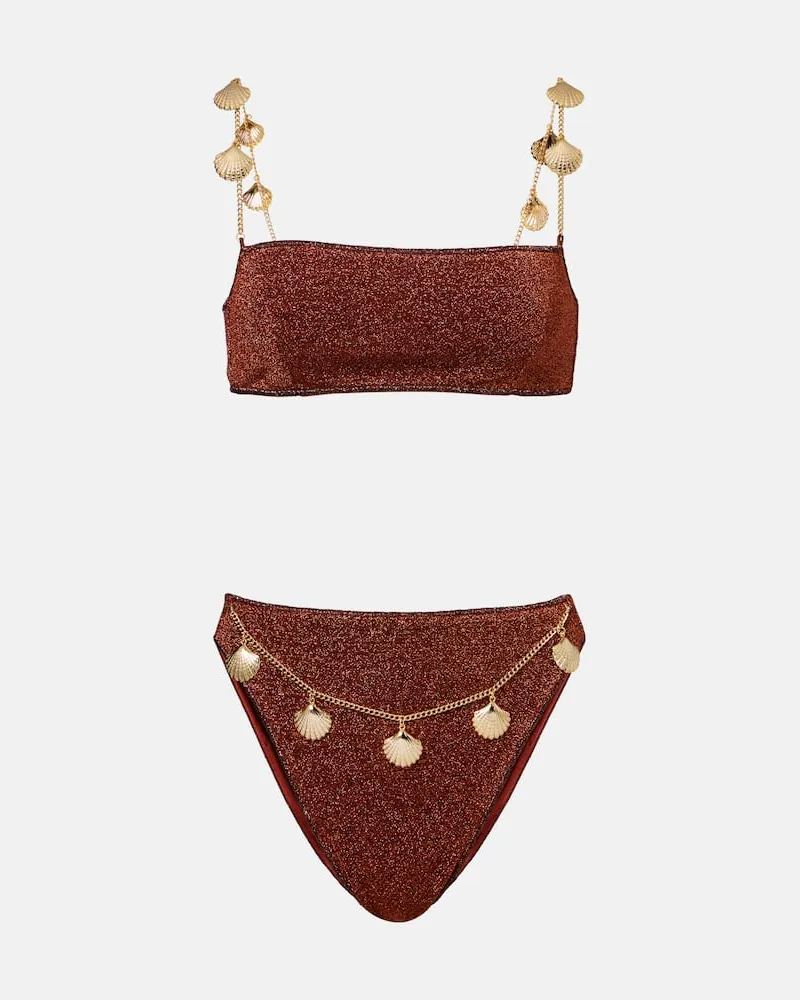 Oséree Oséree Verzierter Bikini Lumière Shells Braun