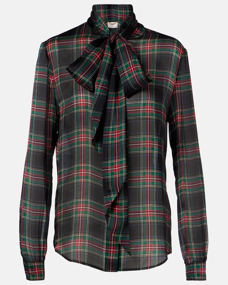 Saint Laurent Bluse Lavallière aus Seide Multicolor