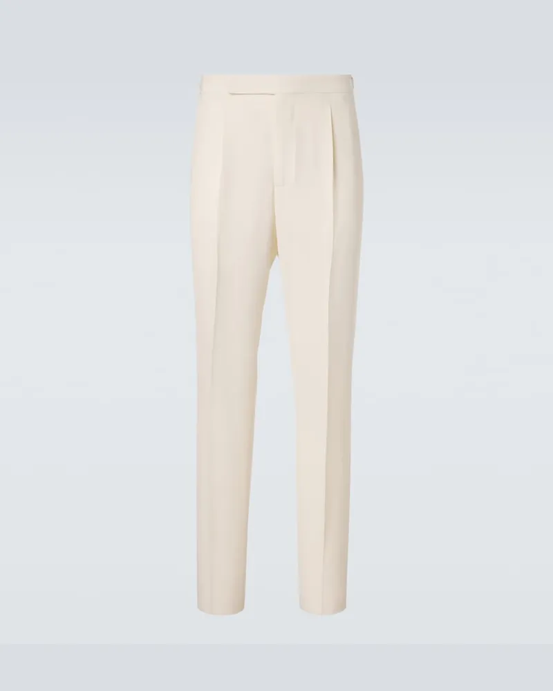 Umit Benan Anzughose Pietro aus Seide und Baumwolle Weiß