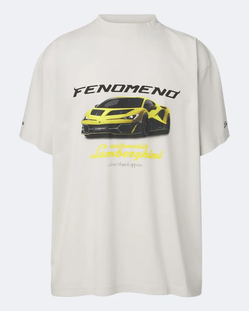 Balenciaga Bedrucktes Oversize T-Shirt aus Baumwoll-Jersey Weiß