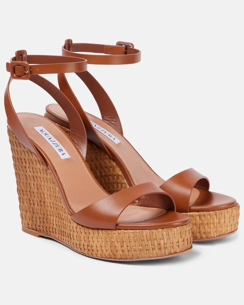 Aquazzura Wedge-Sandalen Sunseeker 110 aus Leder Braun