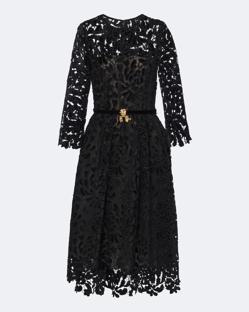 Oscar de la Renta Midikleid aus Guipure-Spitze Schwarz