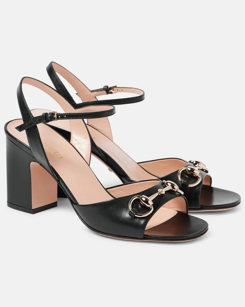 Gucci Sandalen Horsebit aus Leder Schwarz