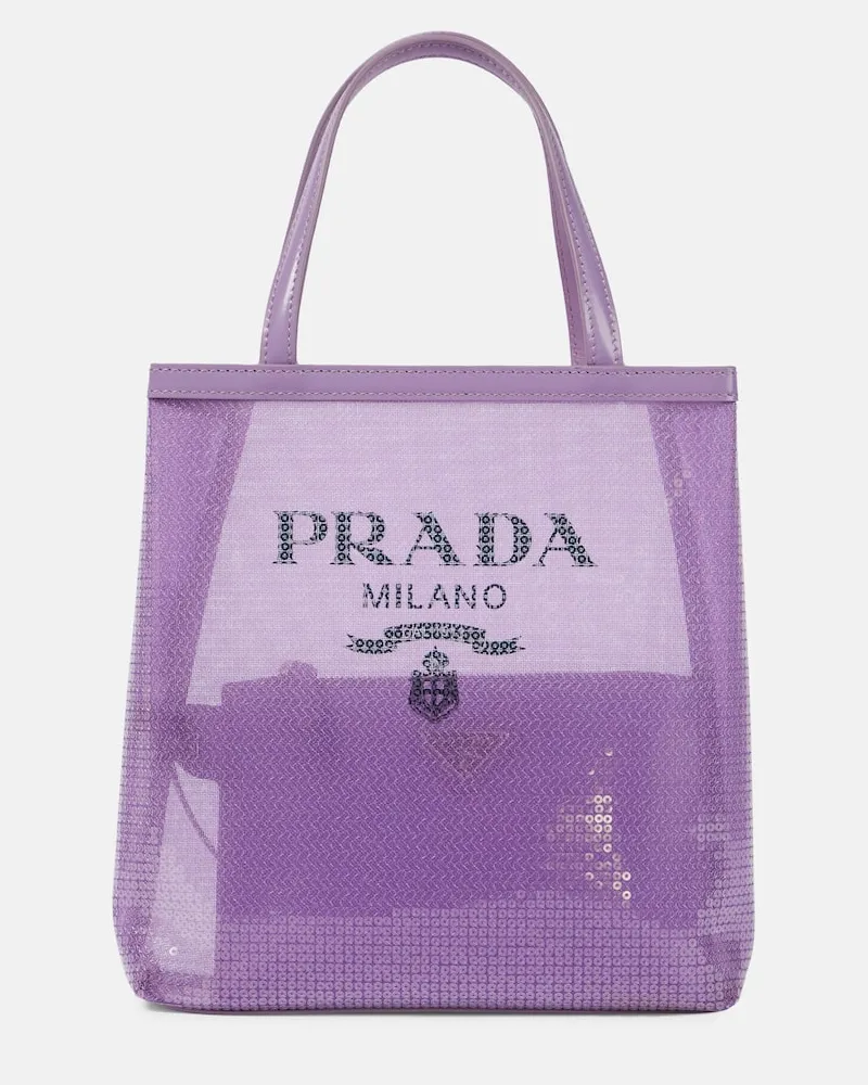 Prada Tote Bag mit Pailletten Violett