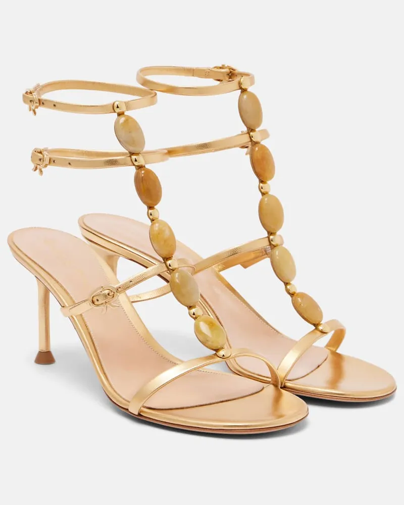 Gianvito Rossi Verzierte Sandalen Shanti 70 aus Leder Gold