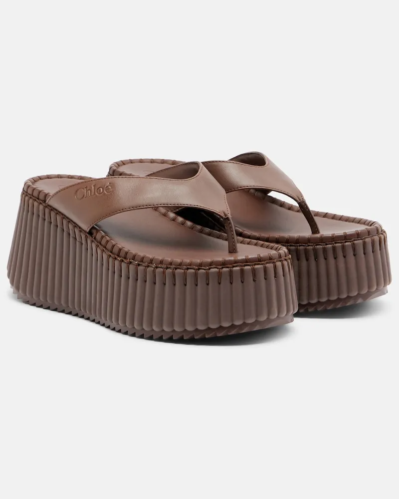 Chloé Chloé Plateausandalen Nama aus Leder Braun