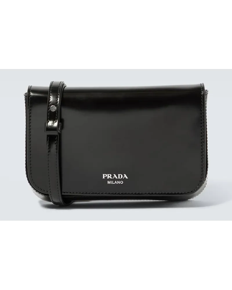 Prada Messenger Bag Mini aus Leder Schwarz