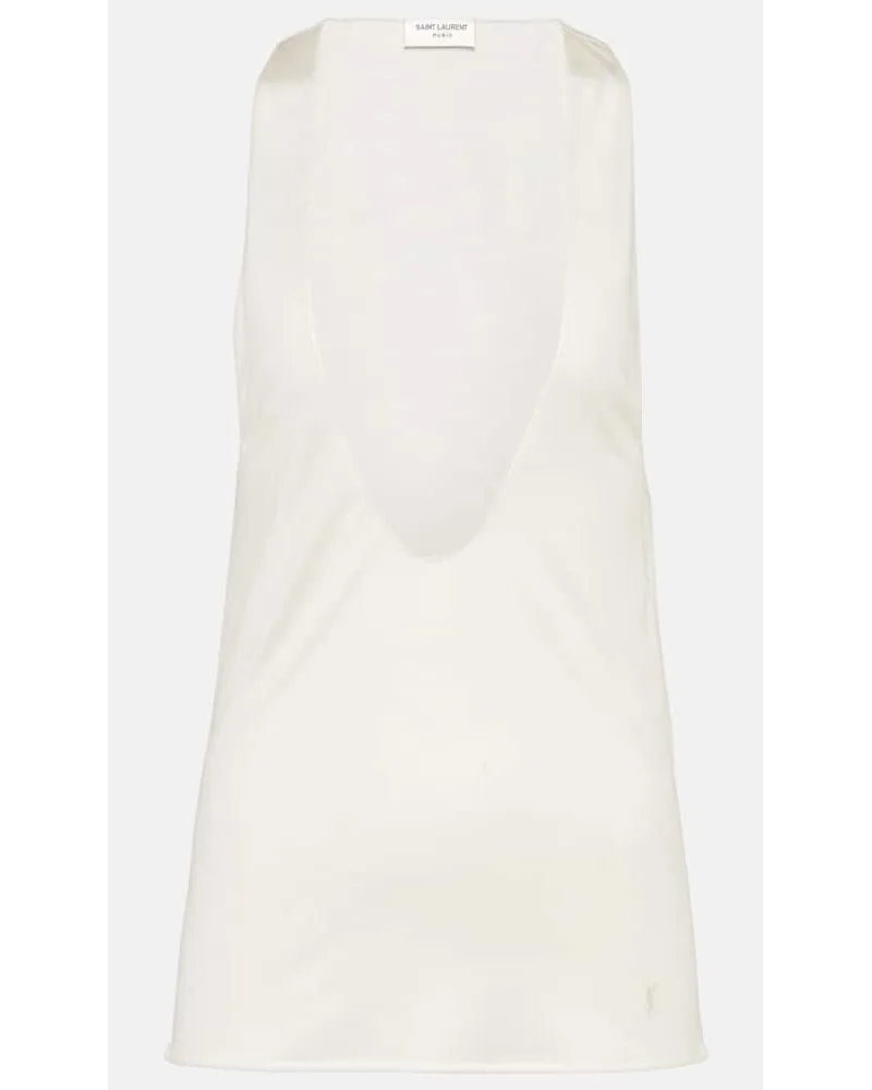 Saint Laurent Top aus Seide Weiss