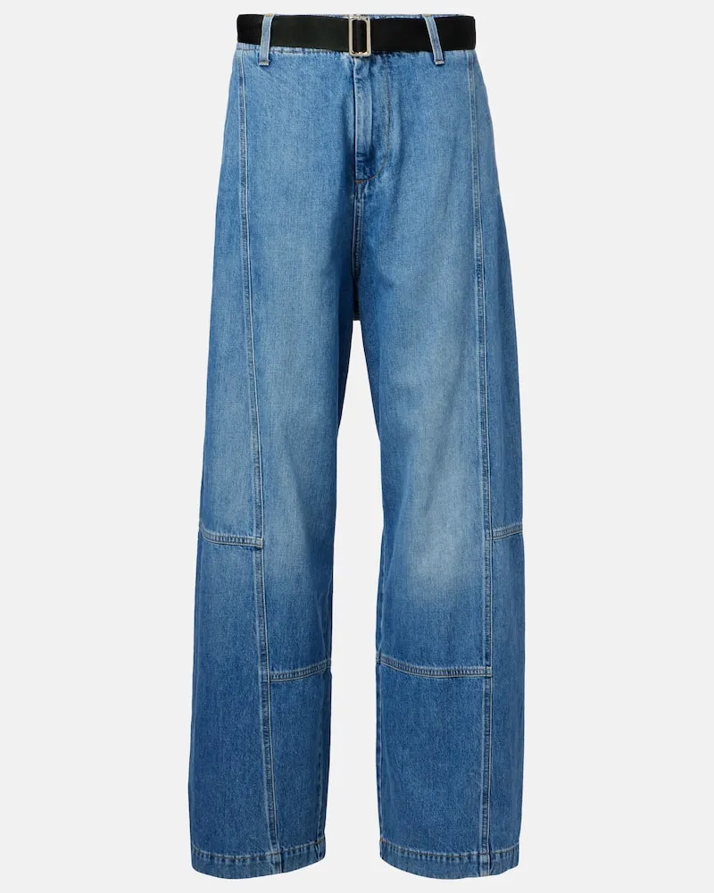 PLAN C High-Rise Wide-Leg Jeans Blau