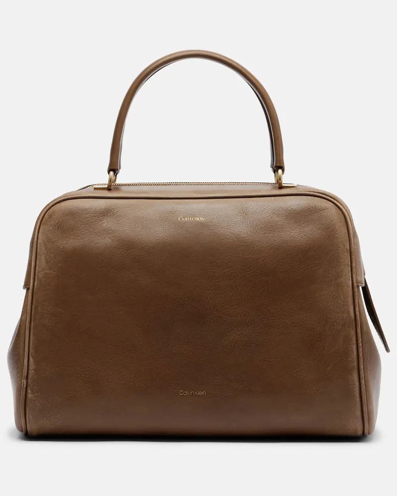 Calvin Klein Bowling-Bag America Medium aus Leder Braun