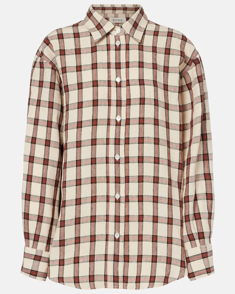 Róhe Róhe Kariertes Hemd aus Leinen Beige