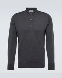 John Smedley Polopullover Cotswold aus Wolle Grau