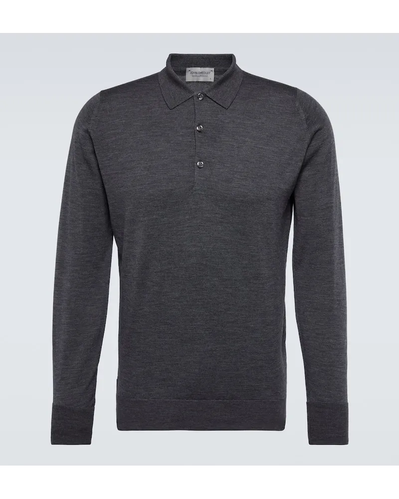 John Smedley Polopullover Cotswold aus Wolle Grau