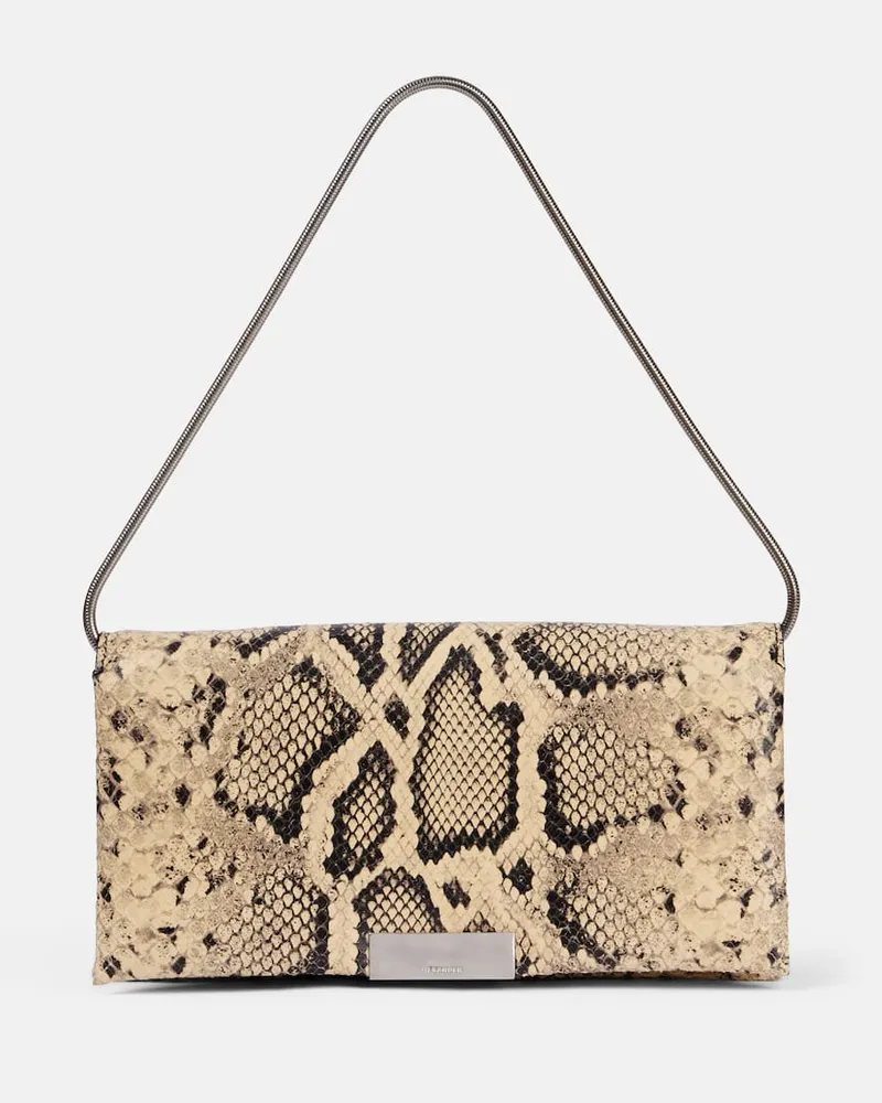 Jil Sander Clutch Carnet aus Leder Neutral
