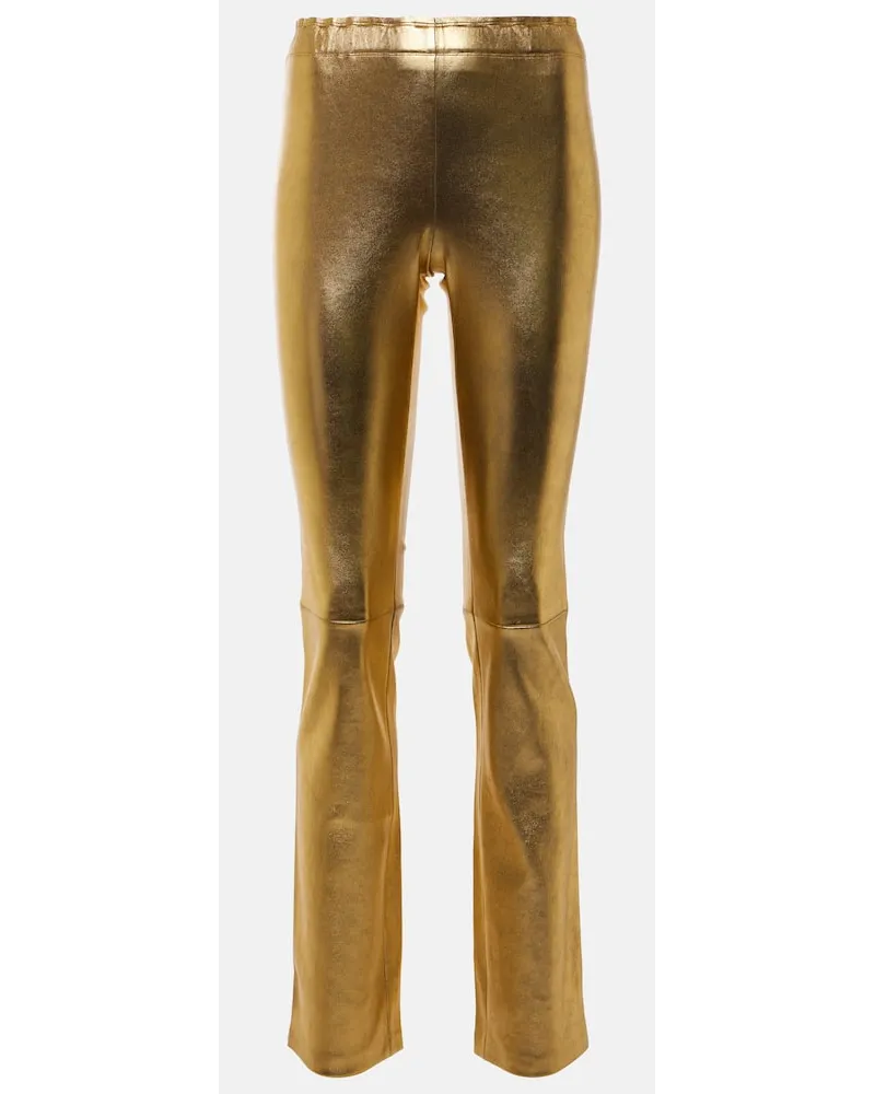 Stouls Mid-Rise-Hose JP Long aus Metallic-Leder Gold