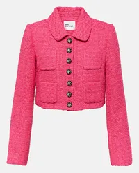 Self-Portrait Cropped-Jacke aus Boucle Pink