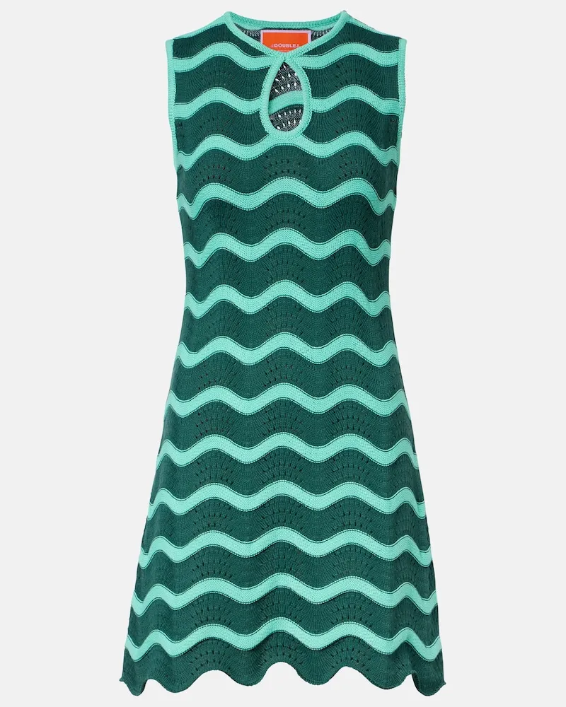 La DoubleJ Minikleid Wavy aus Häkelstrick Grün