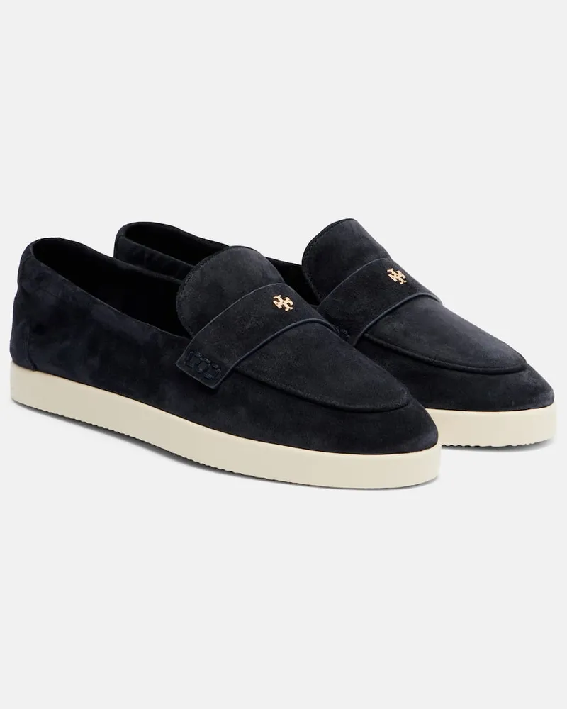 Tory Burch Loafers Double T aus Veloursleder Blau