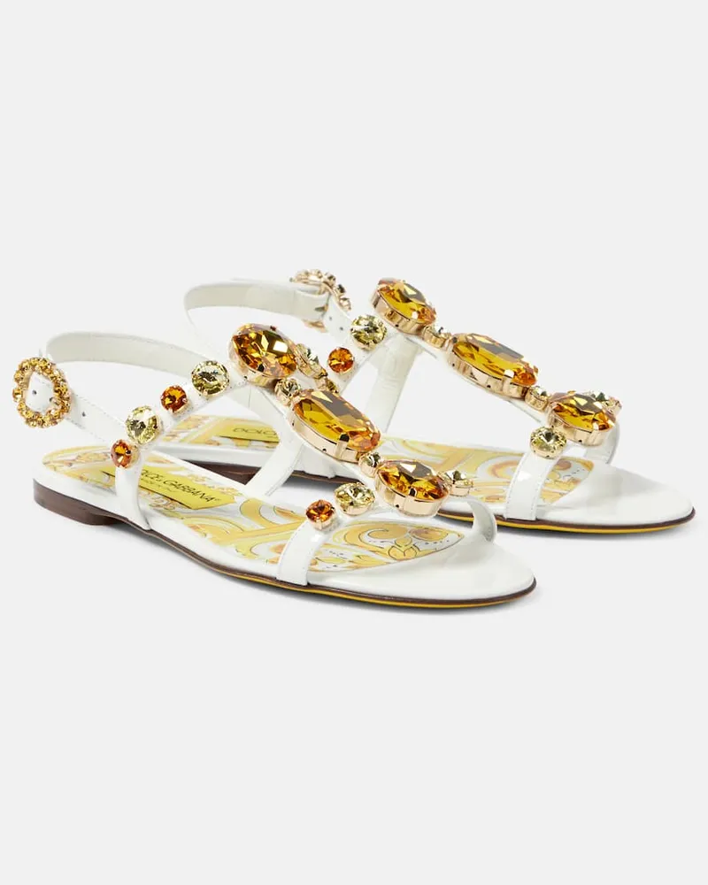 Dolce & Gabbana Verzierte Sandalen Majolica aus Lackleder Gelb