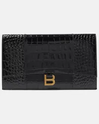 Balenciaga Clutch Hourglass Small aus Leder Schwarz