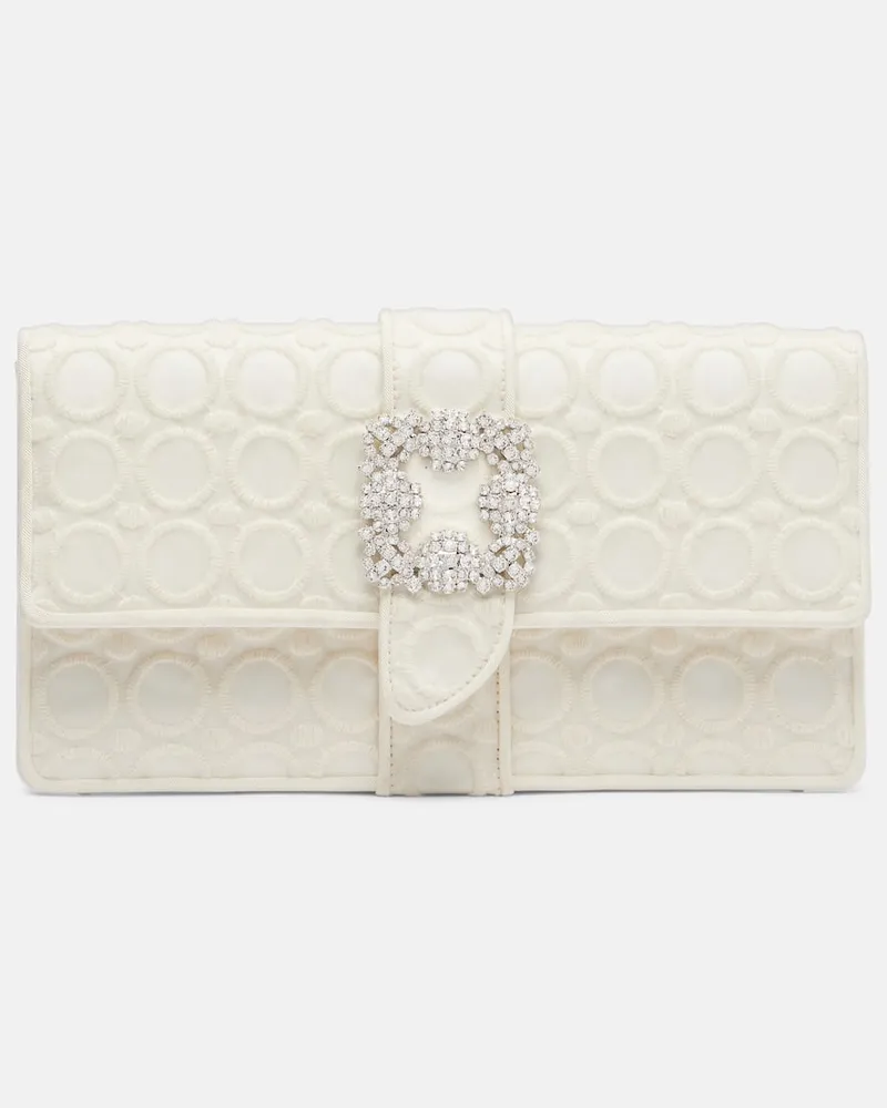 Manolo Blahnik Clutch Capri mit Kristallen Weiß