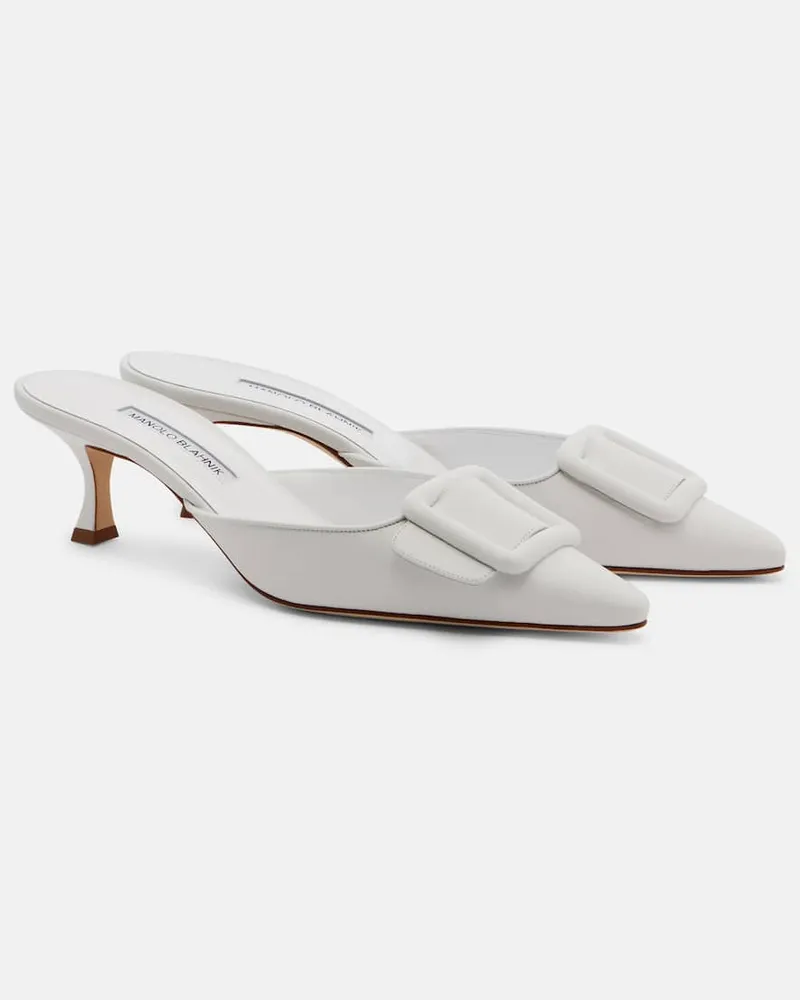 Manolo Blahnik Sandalen Maysale 50 aus Leder Weiã